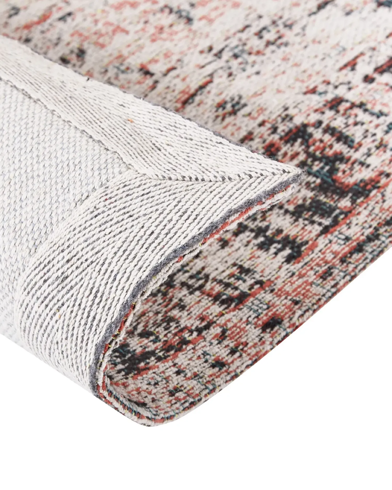 Outlet Beliani Tappeto ATTERA Beige 80 x 150 cm Cotone Beige Nero Rosso