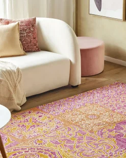 Outlet Beliani Tappeto AVANOS Rosa Lana Giallo Multicolore Rosa