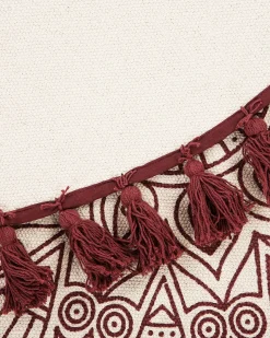 Best Beliani Tappeto AYAKLI Rosso ø 120 cm Cotone Beige Rosso