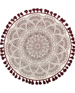 Best Beliani Tappeto AYAKLI Rosso ø 120 cm Cotone Beige Rosso