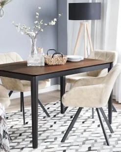 New Beliani Tappeto AYDIN Grigio Pelle naturale Beige Grigio