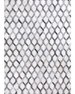 New Beliani Tappeto AYDIN Grigio Pelle naturale Beige Grigio