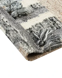 Discount Beliani Tappeto AYGEZARD Multicolore Lana Kilim Beige Blu Grigio Multicolore