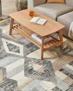 Discount Beliani Tappeto AYGEZARD Multicolore Lana Kilim Beige Blu Grigio Multicolore
