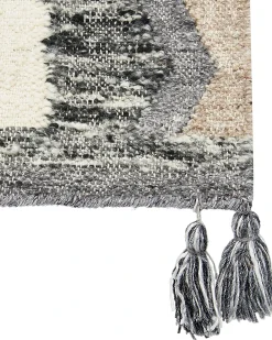 Discount Beliani Tappeto AYGEZARD Multicolore Lana Kilim Beige Blu Grigio Multicolore