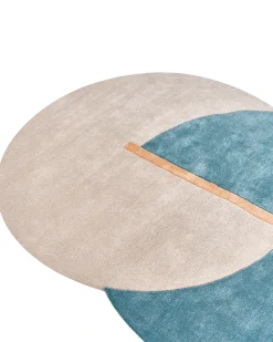 New Beliani Tappeto AYUJ Beige/ Blu 160 x 230 cm Viscosa Beige Blu