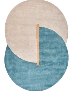 New Beliani Tappeto AYUJ Beige/ Blu 160 x 230 cm Viscosa Beige Blu
