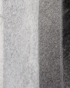 New Beliani Tappeto AZAY Grigio chiaro 140 x 200 cm Pelle naturale Beige Marrone Grigio