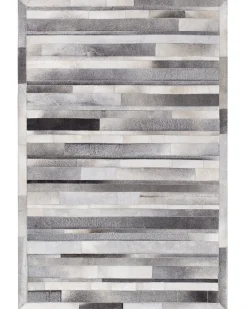 New Beliani Tappeto AZAY Grigio chiaro 140 x 200 cm Pelle naturale Beige Marrone Grigio