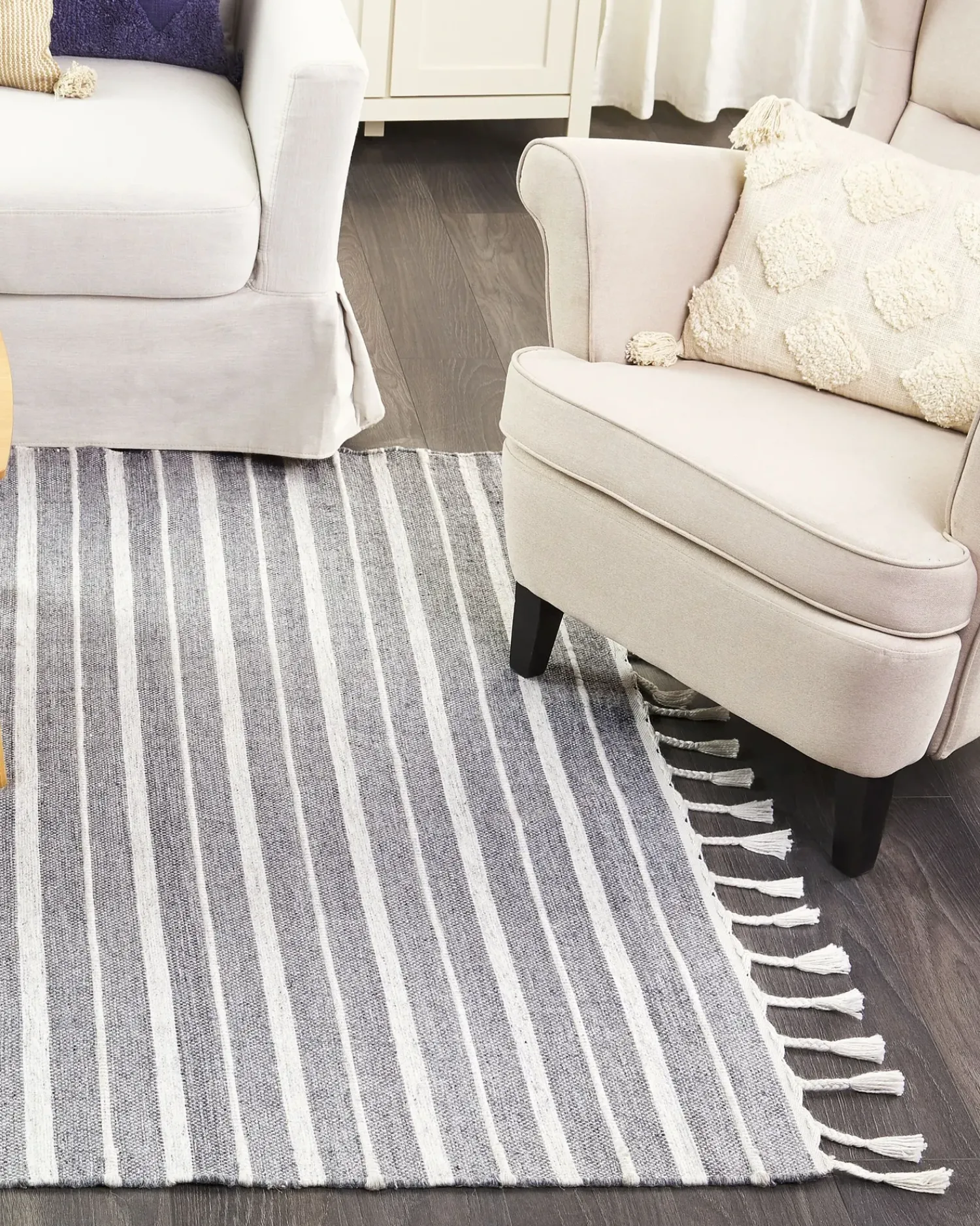 Discount Beliani Tappeto BADEMLI Grigio chiaro Bianco Grigio