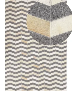 Outlet Beliani Tappeto BAGGOZE Grigio scuro Pelle naturale Beige Grigio