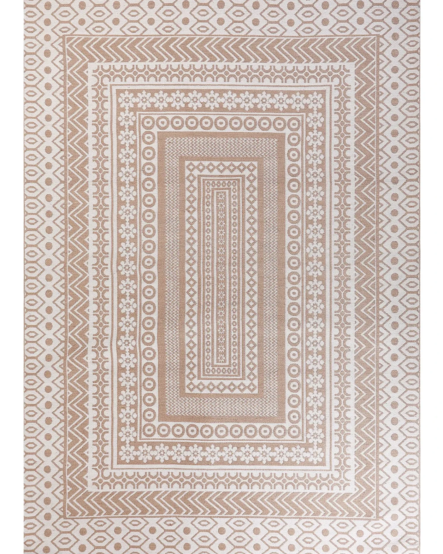 Beliani Tappeto BAGLAR Bianco Iuta Beige Bianco