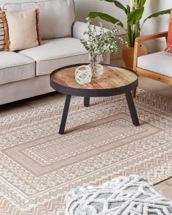 Beliani Tappeto BAGLAR Bianco Iuta Beige Bianco
