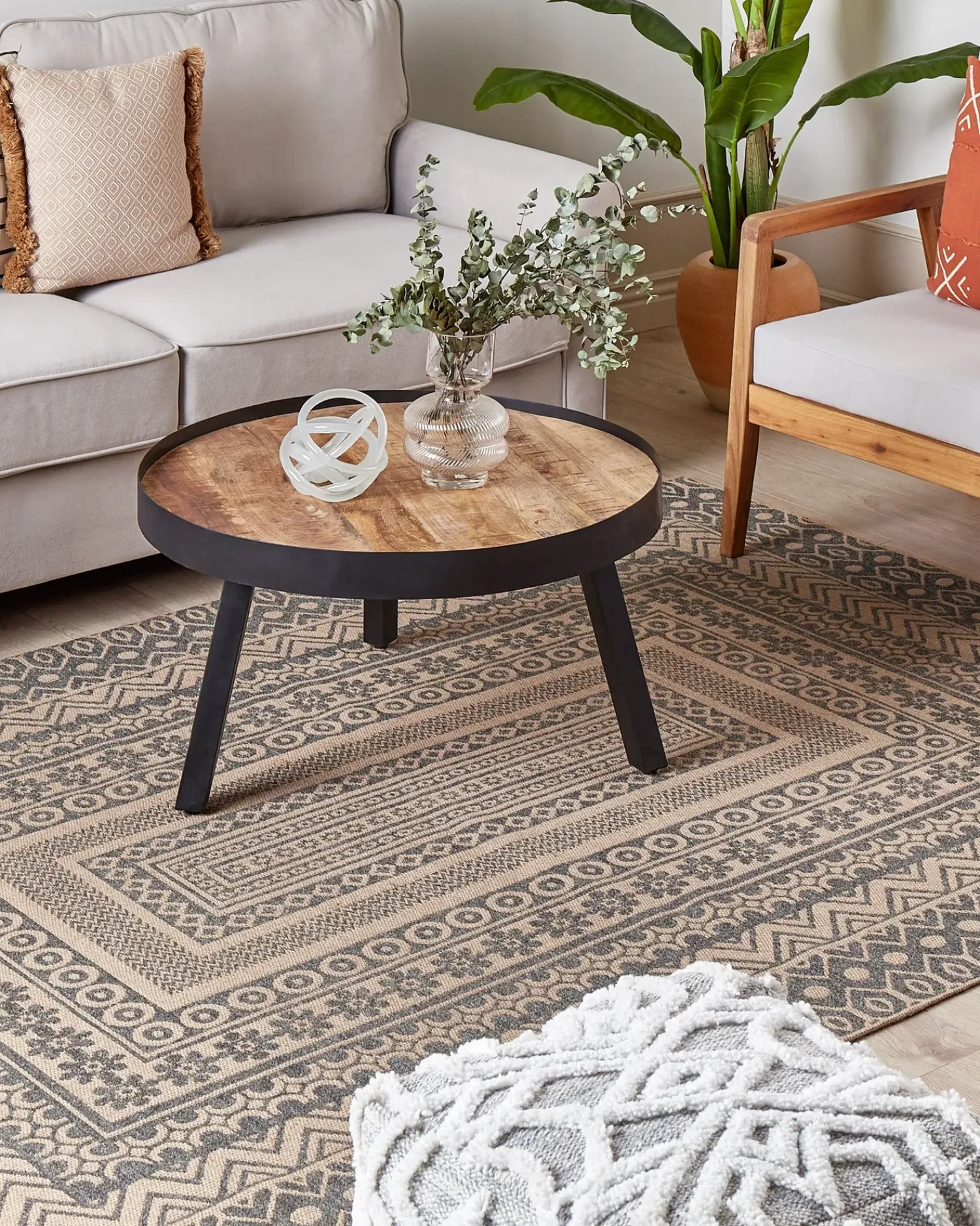 Hot Beliani Tappeto BAGLAR Grigio Iuta Beige Grigio