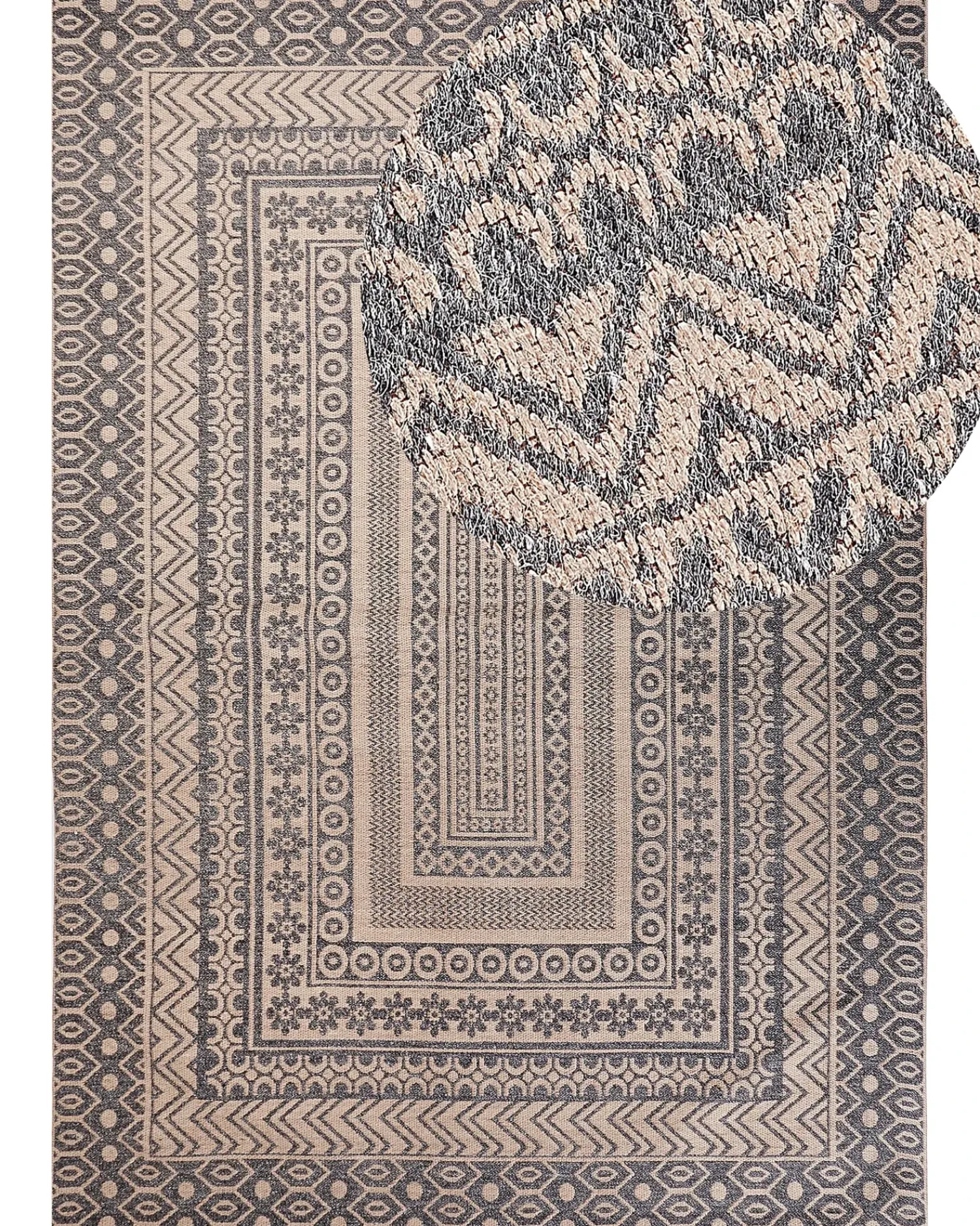 Hot Beliani Tappeto BAGLAR Grigio Iuta Beige Grigio