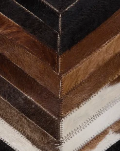 New Beliani Tappeto BALAT Marrone 160 x 230 cm Pelle naturale Beige Marrone Nero Multicolore