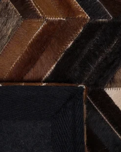 New Beliani Tappeto BALAT Marrone 160 x 230 cm Pelle naturale Beige Marrone Nero Multicolore