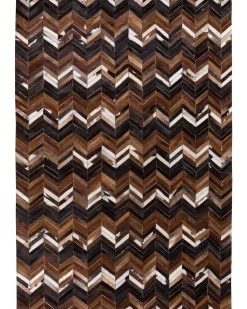 New Beliani Tappeto BALAT Marrone 160 x 230 cm Pelle naturale Beige Marrone Nero Multicolore
