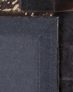 Hot Beliani Tappeto BANDIRMA Marrone Pelle naturale Marrone Oro