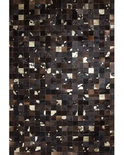 Hot Beliani Tappeto BANDIRMA Marrone Pelle naturale Marrone Oro