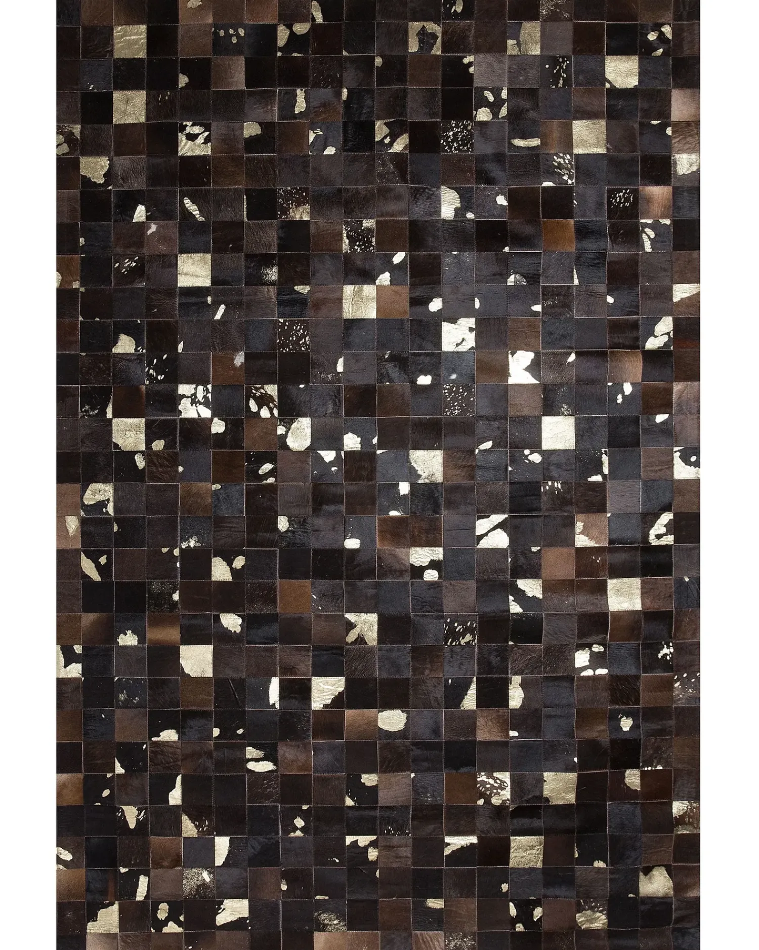 Hot Beliani Tappeto BANDIRMA Marrone Pelle naturale Marrone Oro