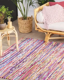 Clearance Beliani Tappeto BARTIN Bianco 160 x 230 cm Bianco Blu Rosa Rosso Multicolore