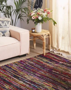 Outlet Beliani Tappeto BARTIN Nero Giallo Nero Rosa Rosso Verde Multicolore