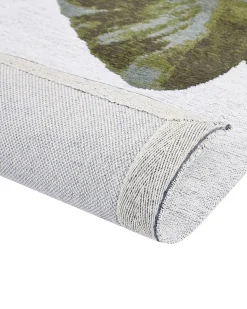 Hot Beliani Tappeto BARZAH Verde Cotone Bianco Verde