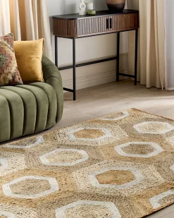 Beliani Tappeto BASOREN Beige Iuta Beige Bianco