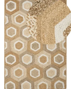 Beliani Tappeto BASOREN Beige Iuta Beige Bianco
