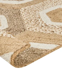 Outlet Beliani Tappeto BASOREN Beige Iuta Beige Bianco