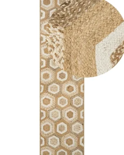 Outlet Beliani Tappeto BASOREN Beige Iuta Beige Bianco
