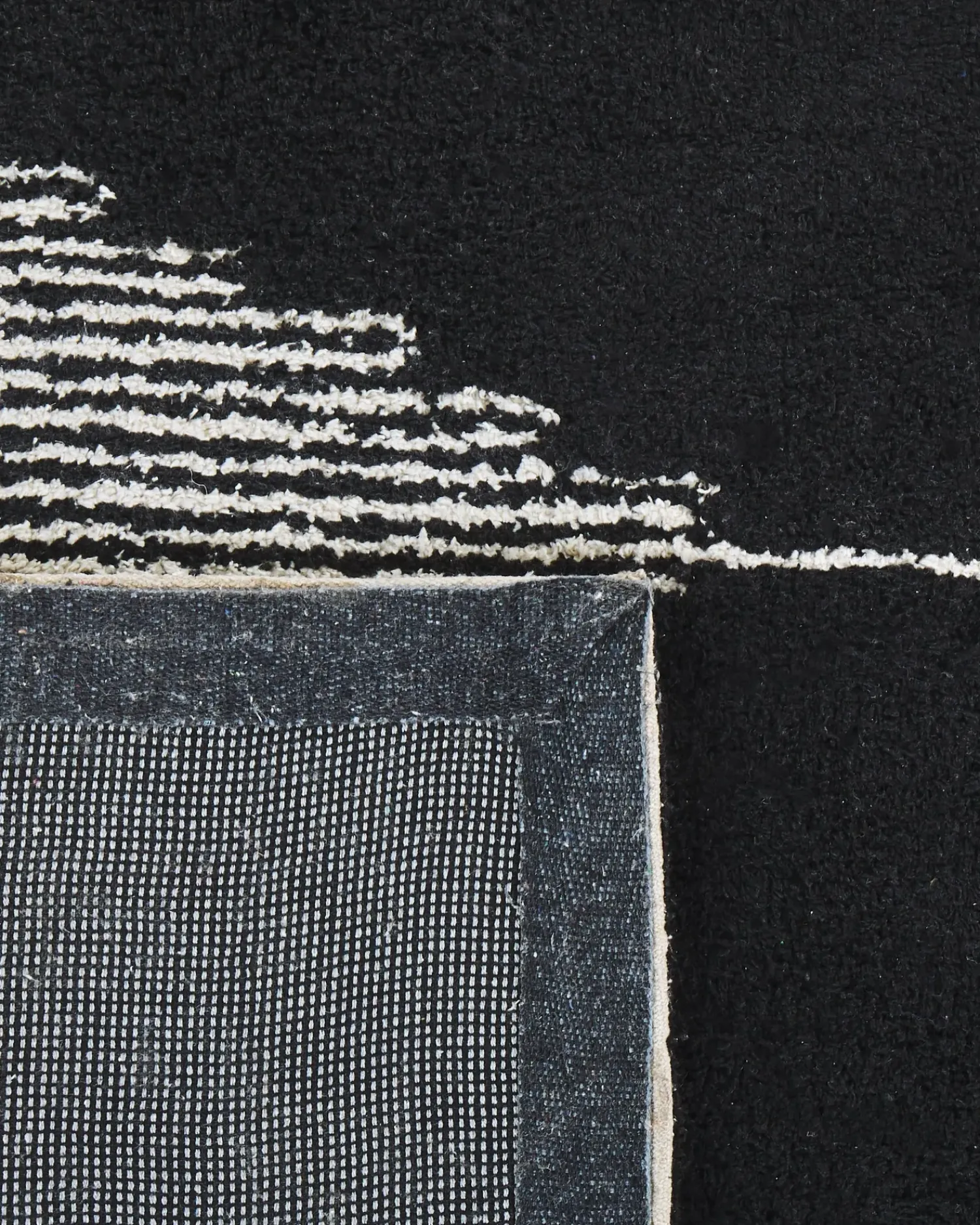 Hot Beliani Tappeto BATHINDA Nero/Bianco Cotone Bianco Nero
