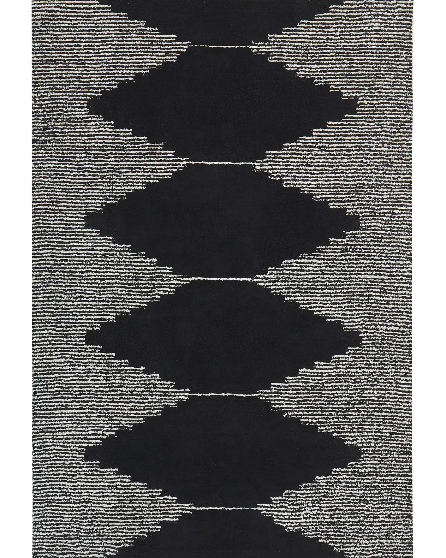 Hot Beliani Tappeto BATHINDA Nero/Bianco Cotone Bianco Nero