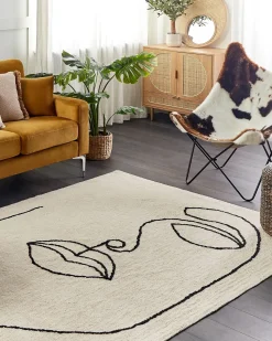 Best Beliani Tappeto BAYIR Beige 160 x 230 cm Cotone Beige Nero