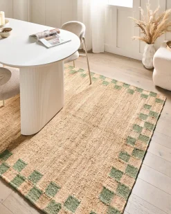 Sale Beliani Tappeto BEED Beige/Verde 160 x 230 cm Iuta Beige Verde