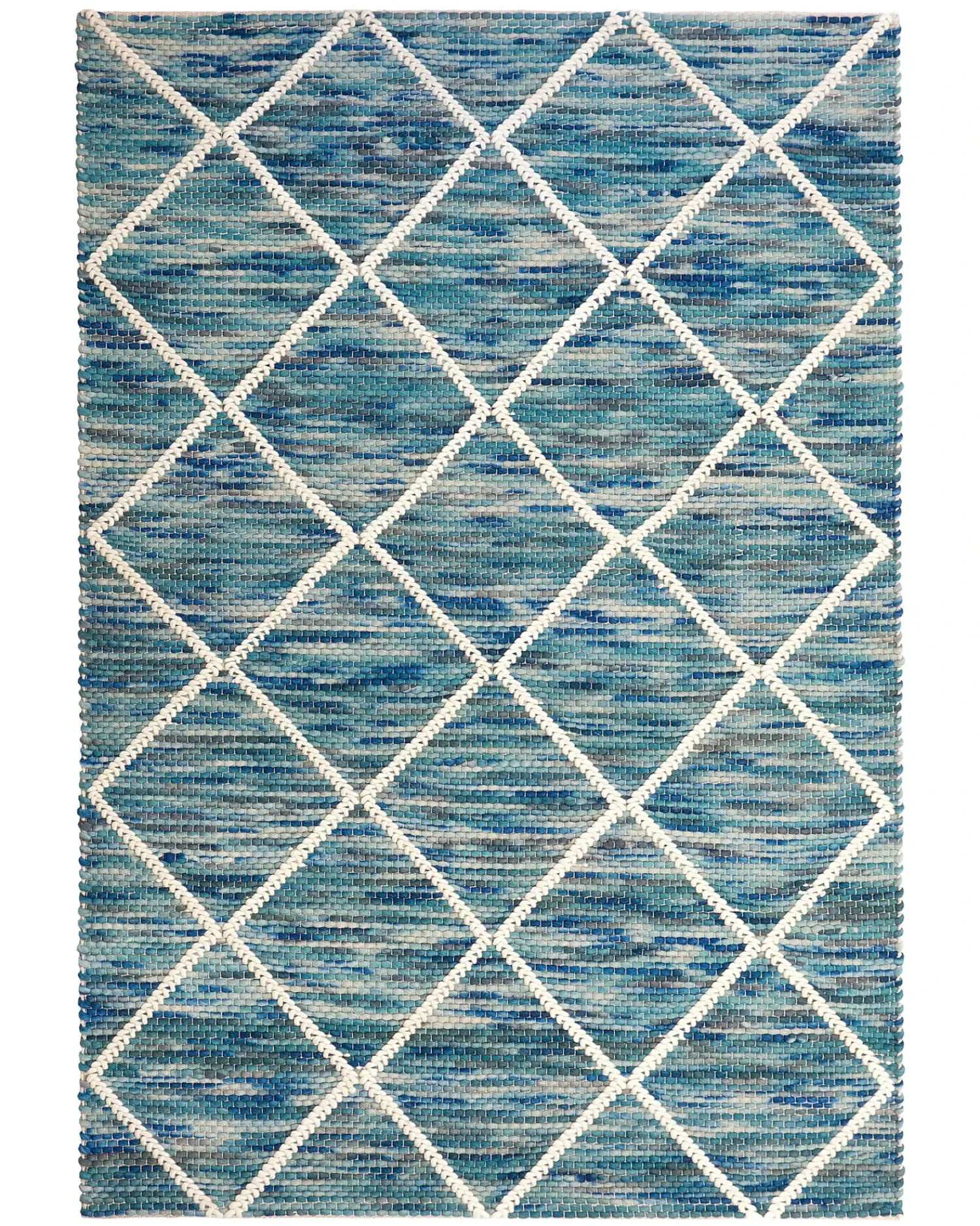Best Beliani Tappeto BELENLI Blu 140 x 200 cm Lana Bianco Blu