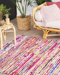 Sale Beliani Tappeto BELEN Multicolore 160 x 230 cm Blu Rosa Rosso Multicolore