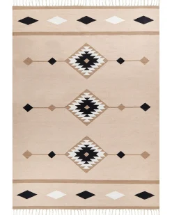 Hot Beliani Tappeto BERDIK Multicolore Cotone Kilim Bianco Beige Nero Multicolore