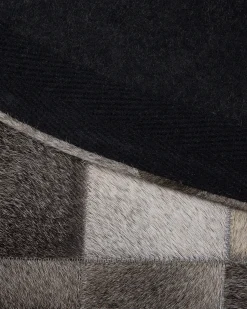 Outlet Beliani Tappeto BERGAMA Marrone ø 140 cm Pelle naturale Marrone Grigio