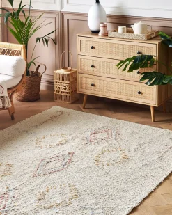 New Beliani Tappeto BETTIAH Beige Cotone Beige Blu Giallo Rosa