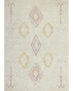 New Beliani Tappeto BETTIAH Beige Cotone Beige Blu Giallo Rosa