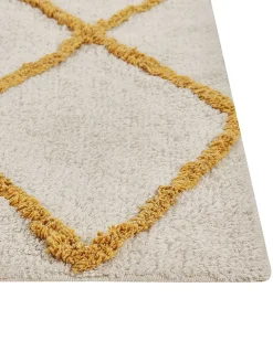 Online Beliani Tappeto BEYLER Bianco 160 x 230 cm Cotone Bianco Giallo