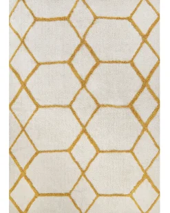 Online Beliani Tappeto BEYLER Bianco 160 x 230 cm Cotone Bianco Giallo