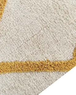 Online Beliani Tappeto BEYLER Bianco 160 x 230 cm Cotone Bianco Giallo