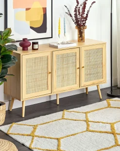 Online Beliani Tappeto BEYLER Bianco 160 x 230 cm Cotone Bianco Giallo