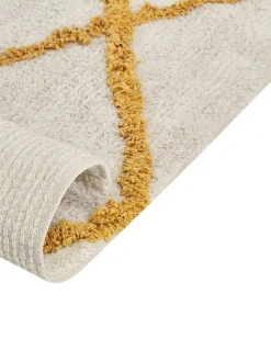 Online Beliani Tappeto BEYLER Bianco 160 x 230 cm Cotone Bianco Giallo