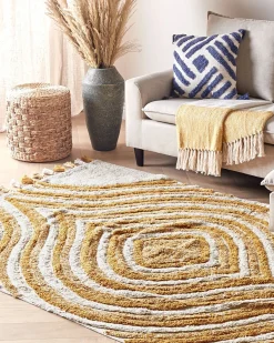 Hot Beliani Tappeto BINGOL Giallo Cotone Beige Giallo