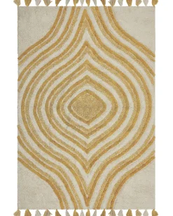 Hot Beliani Tappeto BINGOL Giallo Cotone Beige Giallo