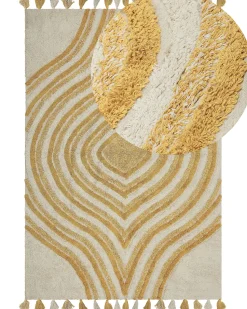 Hot Beliani Tappeto BINGOL Giallo Cotone Beige Giallo
